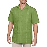 NE PEOPLE Men's Short Sleeve Cuban Guayabera Button Down Shirts Top S-4XL