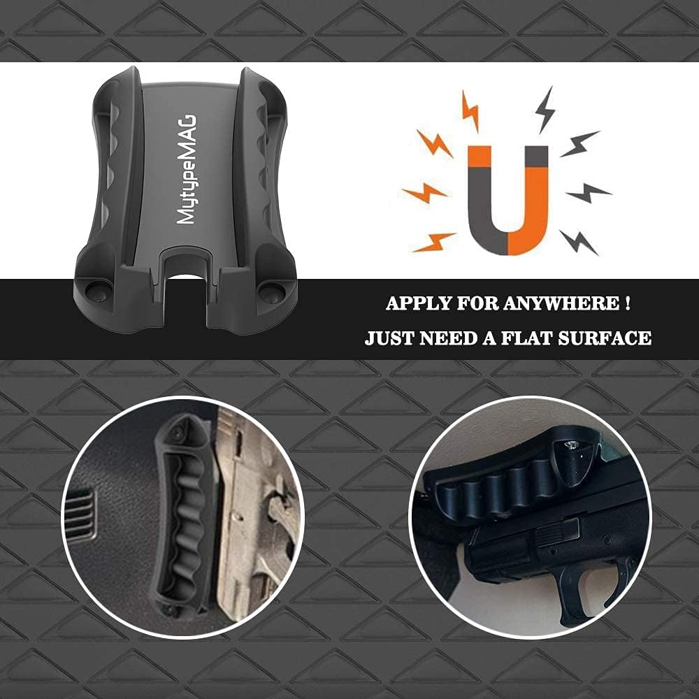 MytypeMAG No Drilling Gun Magnet Mount, 15 lbs Rating, Quickdraw Gun Holder for Pistol, Handgun, Gun Accessories for Vehicle and Home, Precision Assemble with Special Adhesive Sticker : Sports & Outdoors