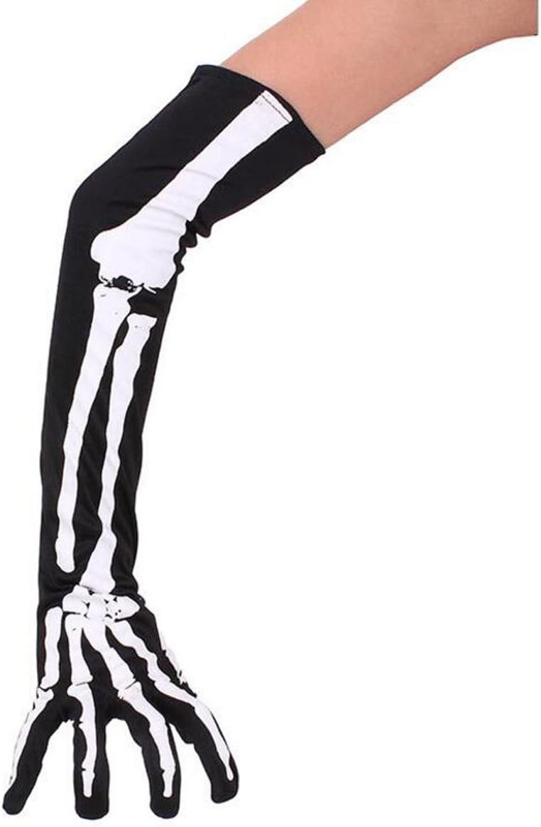 Otamise Men’s Long Section Skeleton Gloves Bone Cosplay Helloween Gloves