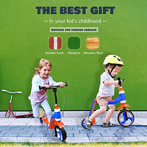 Verkstar Kick Scooter for Kids Toddlers Girls Boys, 2 in 1 Kids Scooter with Handbrake, Adjustable Handle, Extra-Wide Deck, The Latest Outdoor Toys for Kids Activities (Orange & Blue)