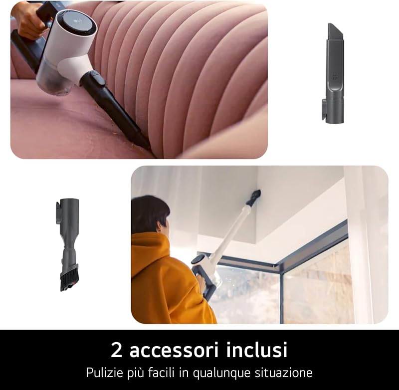 CordZero A9 Air, Aspirapolvere senza Fili, 150W, Autonomia 40 min, Spazzola Parquet, 2 Accessori, Autoportante, Corpo Leggero 1,97kg, Base Porta Accessori, Calming Beige