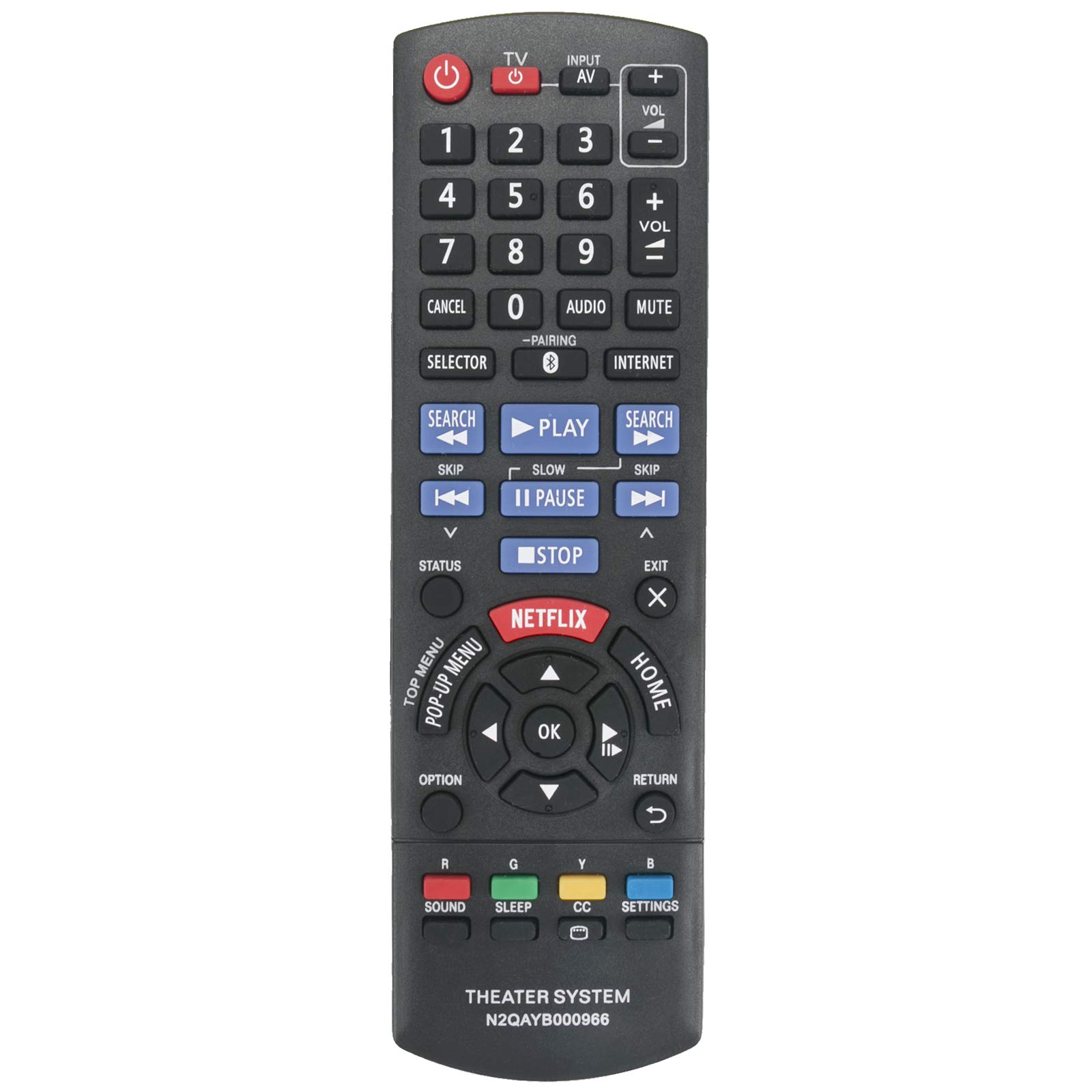 VINABTY N2QAYB000966 Remote Control Compatible with Panasonic SC-BTT405 SA-BTT405 SC-BTT466 SA-BTT465 SA-BTT466 Sc-btt105 Sc-btt433 Sc-btt785 SC-BTT465 SA-BTT405P Sa-btt405ph Sc-btt405ph Sc-btt405p