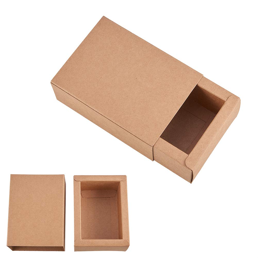BENECREAT 20 Pack Kraft Paper Drawer Box Festival Gift Wrapping Boxes Soap Jewelry Candy Weeding