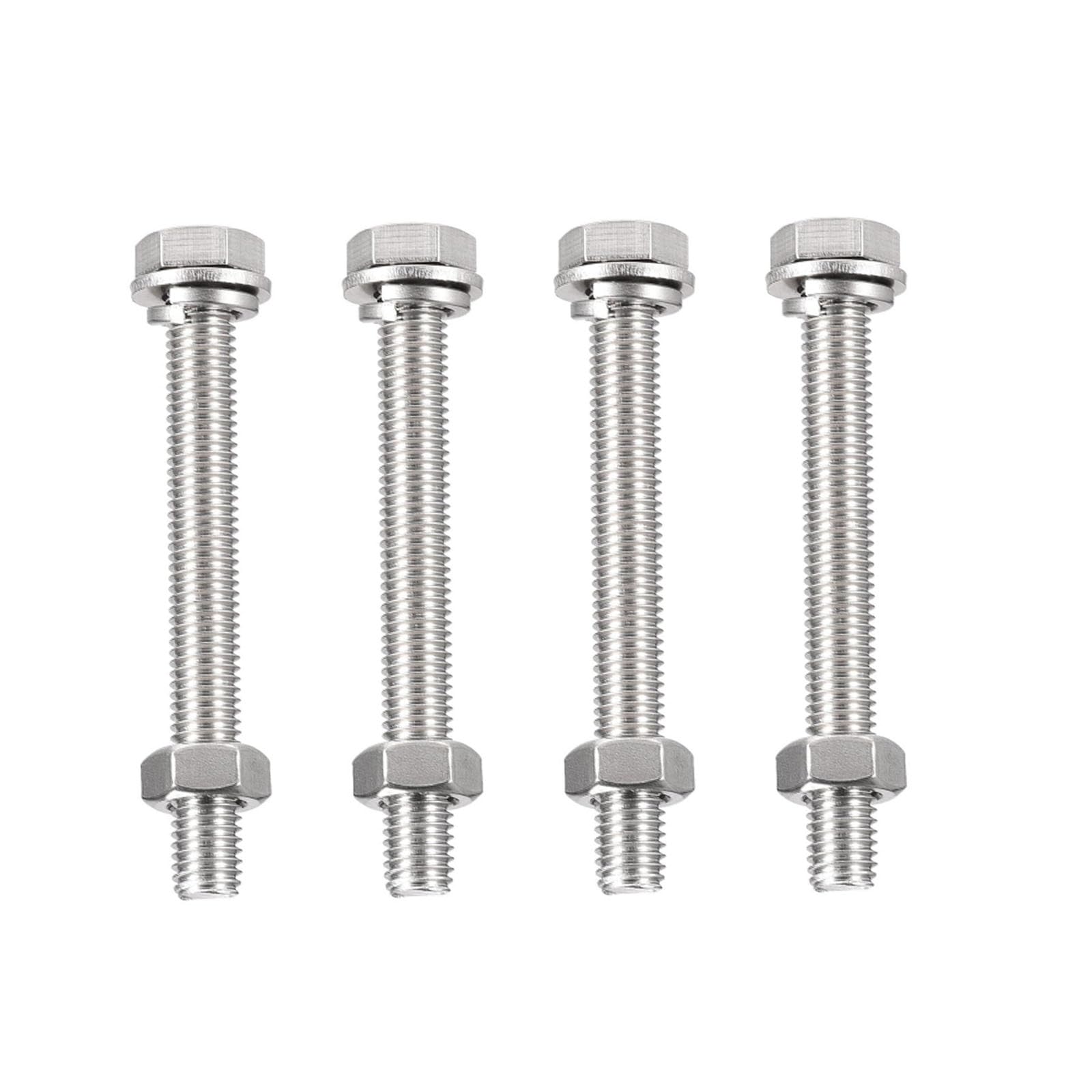 TA-VIGOR 4Pcs M10 x 90mm Hex Head Screws Bolts, Nuts, Flat & Lock Washers Kits, Fully Thread Hexagon Bolts, High Tensile Cap Screws for Metal Work, Automotive Machinery, Bike Motorcycles Repair