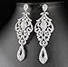 LARGE PAGEANT CRYSTAL RHINESTONE CHANDELIER DANGLE EARRINGS PROM E2090AB AB WHITE