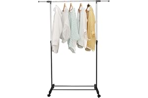 toxaaiwr Garment Storage Rack, Height Adjustable (37.4"-57.48") Punch Free Laundry Drying Rack, Save Space Stainless-Steel Fr