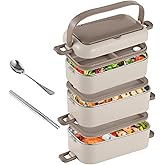Homaisson 304 Stainless Steel Multi-Layer Lunch Box, 5.4 L Large Capacity 3-Layer Bento Box, Leak-Proof with Utensils and Portable Handle, Microwave Safe Food Container