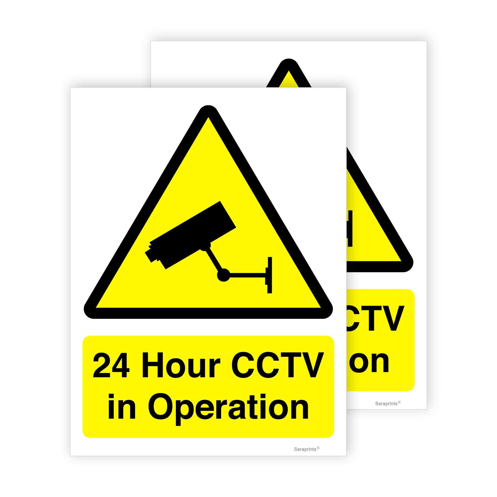 Pack of 2 CCTV in Operation Sign Sticker Self Adhesive 24 Hours CCTV Sticker (150 x 200mm) Waterproof CCTV Stickers for windows Sara Prints®