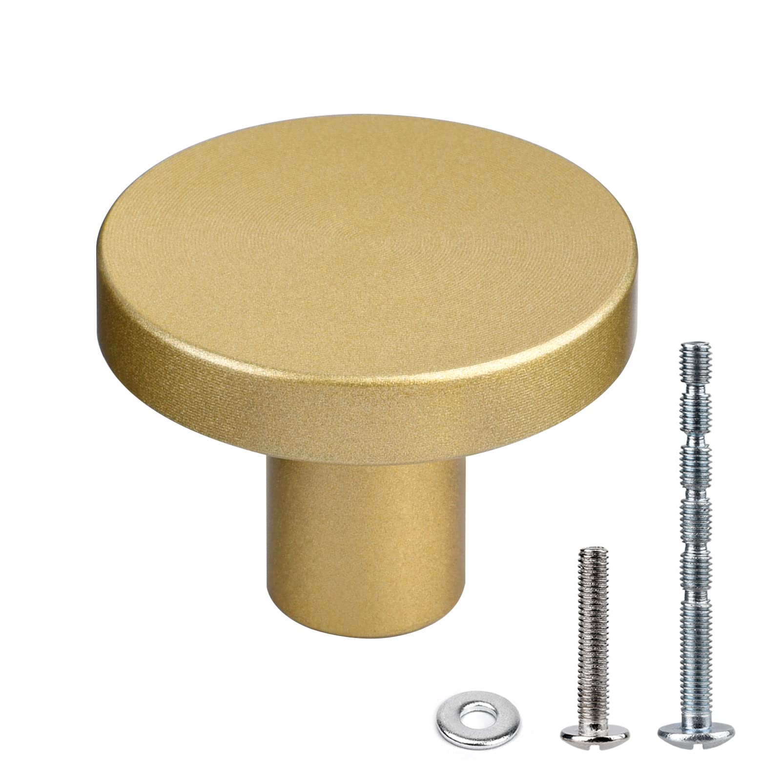 Weaverbird 10X Gold Round Drawer Pulls Cabinet Knobs Aluminum Alloy Cupboard Door Knobs Single Hole Kitchen Hardware Door Pull Handle with Screws