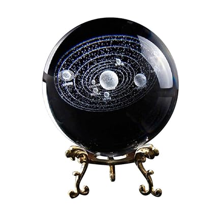 3d Solar System Crystal Ball With Stand Clear Planet Educational Ball Cosmic Model Engraved Glass Ball Sphere Office Decor