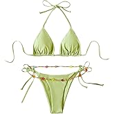 SHENHE Women's 2 Piece Sexy Bikini Sets Halter Tie Side Triangle Swimsuits