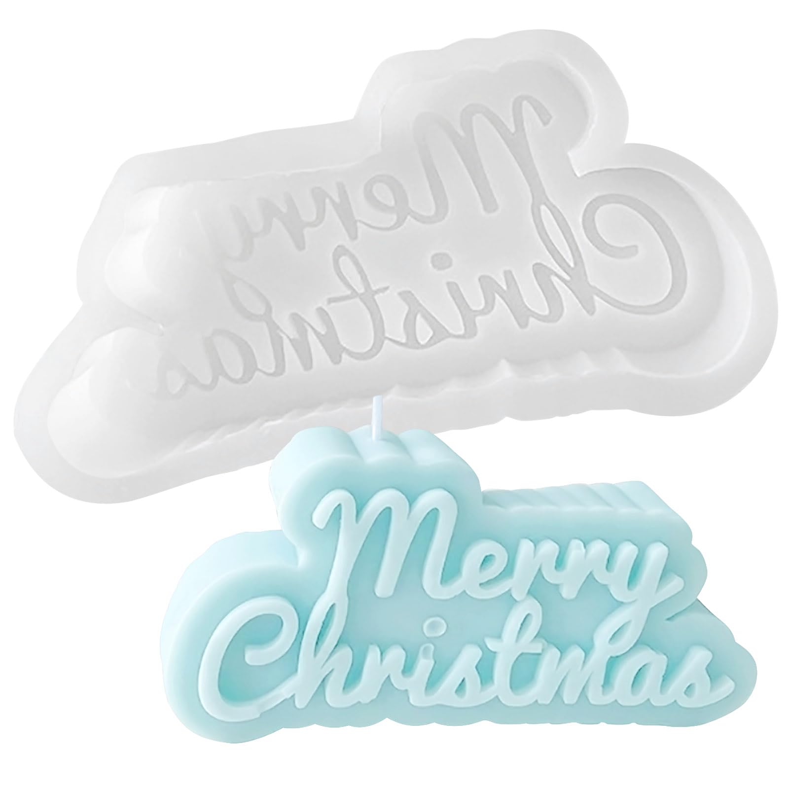 Merry Christmas Silicone Soap Molds,Christmas Candle Molds for Soap Making Large DIY Crafts Molds for Epoxy Resin Casting,Wax Candle,Plaster,Polymer Clay,Cake Decor Handmade Soap Gifts