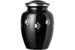 Best Friend Services Pet Urn - Ottillie Paws Legacy Memorial Pet Cremation Urns for Dogs and Cats Ashes Hand Carved Brass Memory Keepsake Urn (Ebony, Horizontal, Pewter Paws, Small)