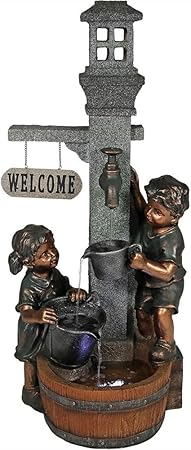 Amazon Com Sunnydaze Children Playing With Faucet Outdoor Water