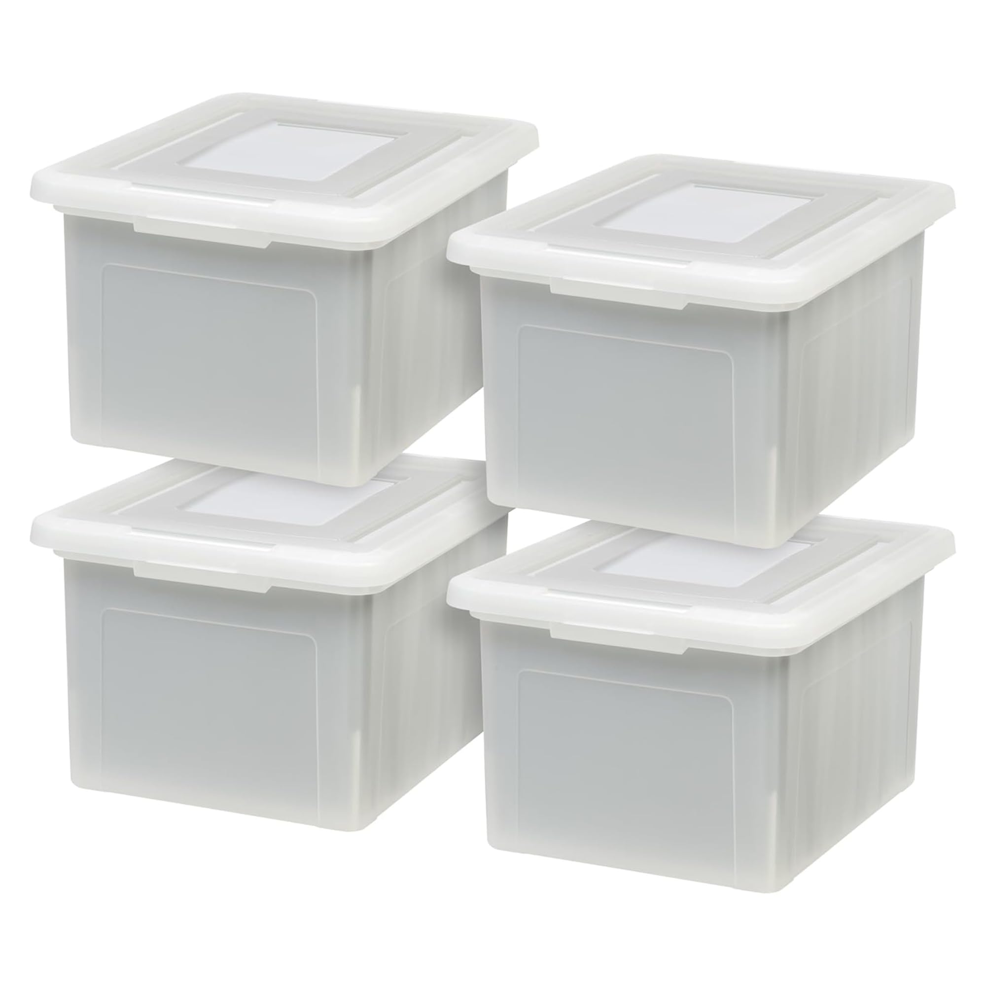 Photo 1 of **Missing**
IRIS USA File Box, Plastic File Organizer with Lids for Letter/Legal File, Portable Document Box For Moving, Storage Bin with Durable and Secure Lid, Stackable Nestable BPA-Free, Pearl 35 Qt. 4 Pack