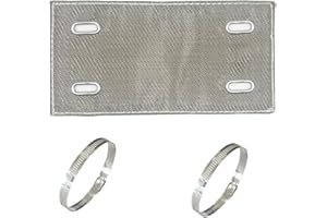 MAUTEMOWING 4" x 8" Exhaust Heat Shield Titanium Pipe Heat Shield with Stainless Steel Clamps Two-Layer Material Design Heat Protection up to 1350°F Protects Heat Sensitive Components, Hoses, Lines