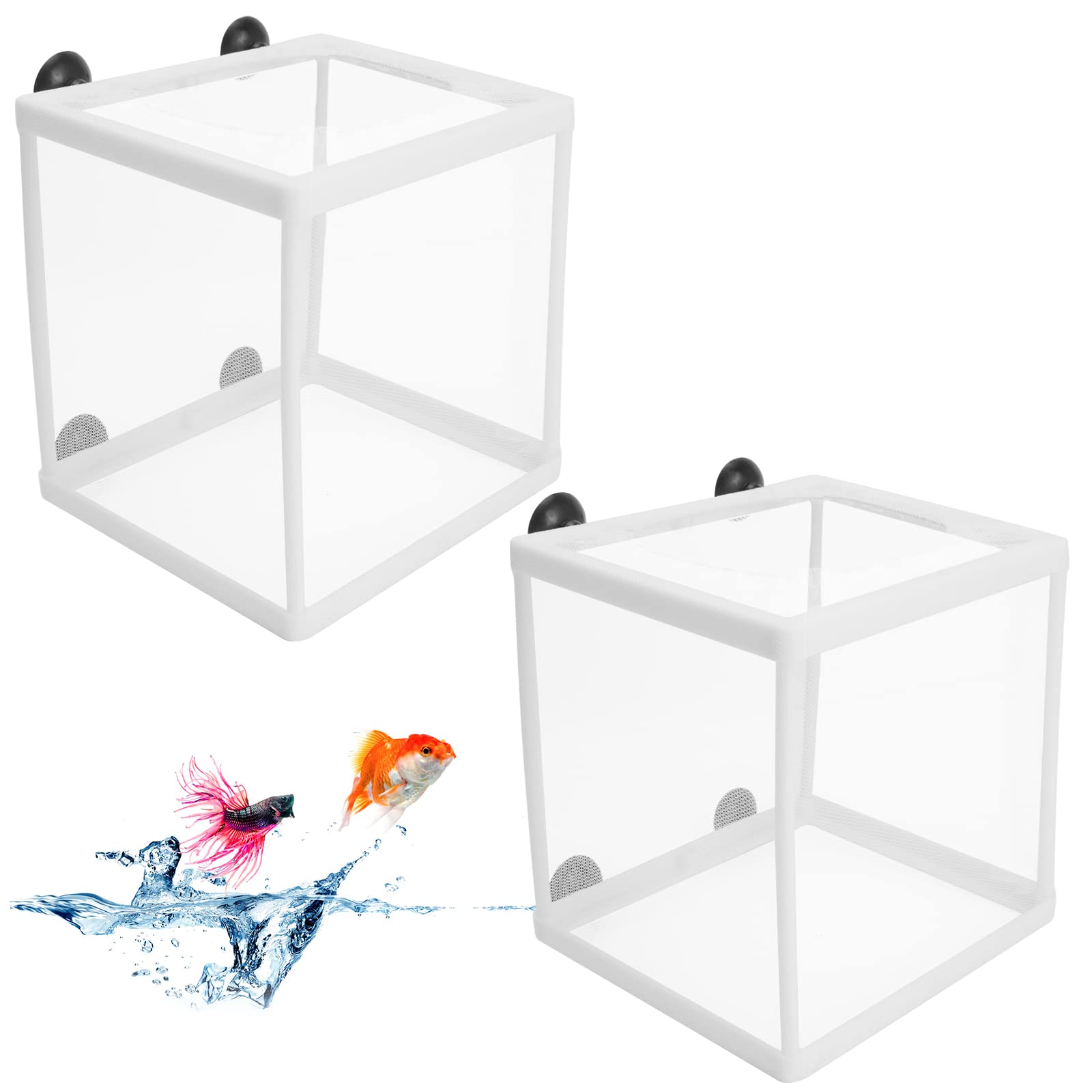 2 PCS Aquarium Breeding Box Hatchery Fry Net Breeder Box With 8 Suction Cups Protect Baby Fish