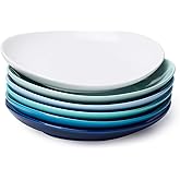 Sweese Porcelain Dessert Plates - 7.8 Inch Salad Plates, Small Appetizer Plates Set of 6 - Dishwasher, Microwave, Oven Safe - Azure Dreamscape Color