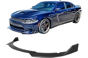 IKON MOTORSPORTS, Front Bumper Lip Compatible with 2015-2023 Dodge Charger SRT, V1 Style ABS Matte Black Front Splitter Lower Protector 3PC, 2016 2017 2018 2019
