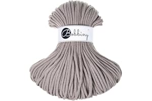 Bobbiny Premium 5mm Braided Macrame Cord (Pearl) 108yds/330ft (100% Recycled Cotton)