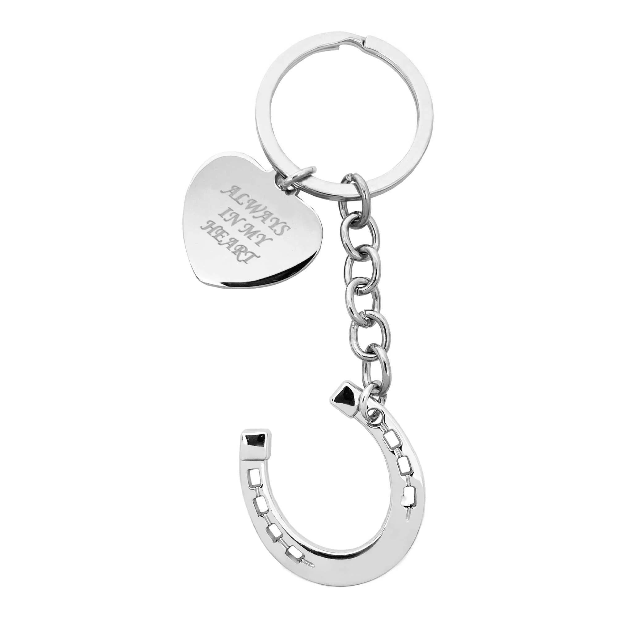 Horse Memorial Keepsake - Always in My Heart Charm | Bereavement Gift | Stainless Steel Horse Shoe Sympathy Gift