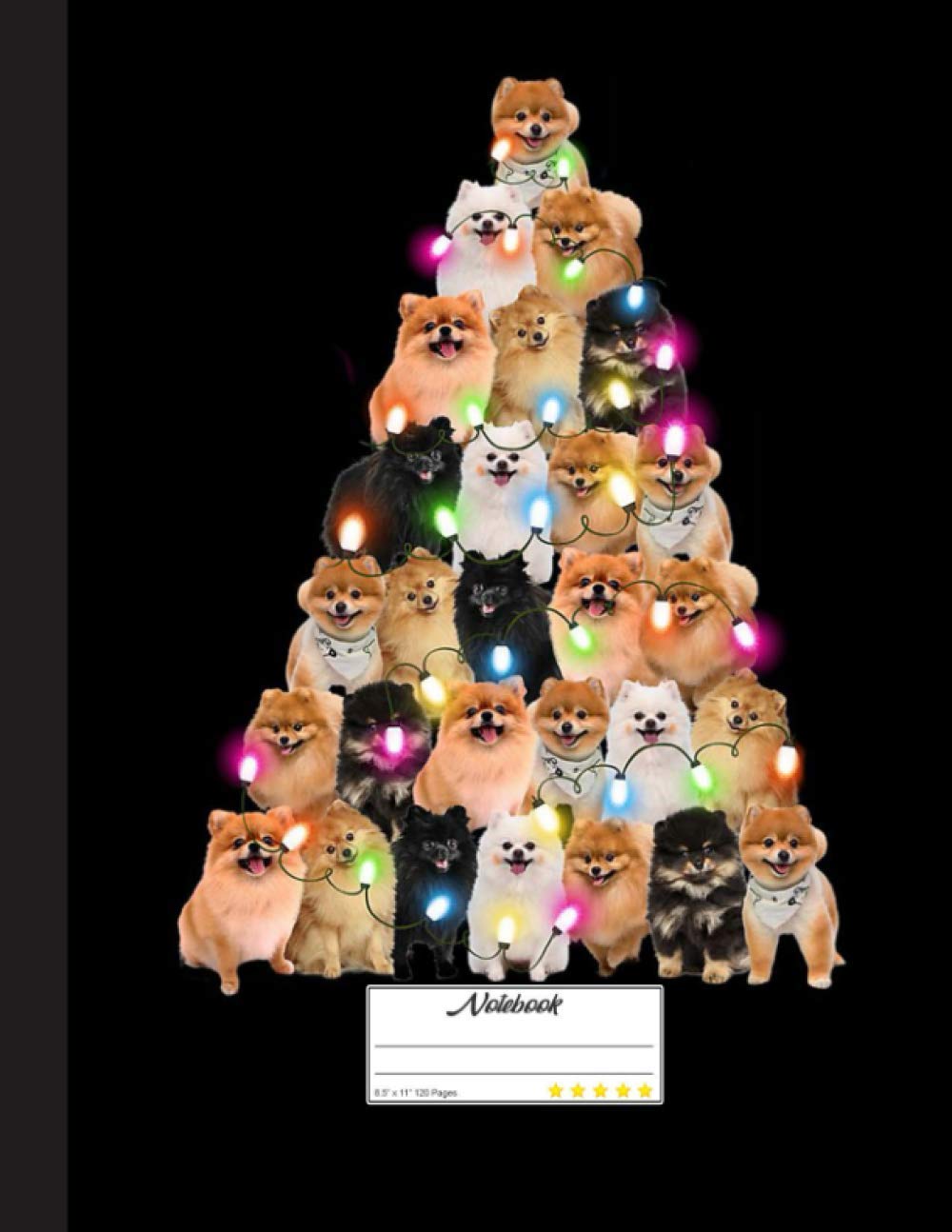 Pomeranians Christmas Tree Notebook: Blank Lined Journal for Pomeranian, Dog Lovers, Dog Mom, Dog Dad and Pet Owners | 8.5x11 with College Ruled Pages