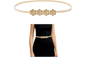 E-Clover Womens Fashion Metal Stretch Waist Skinny Belt Waistband for Dress