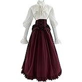 CR ROLECOS Victorian Dress Women 1800s Edwardian Costume 2-Piece Victorian Costume Ball Gown