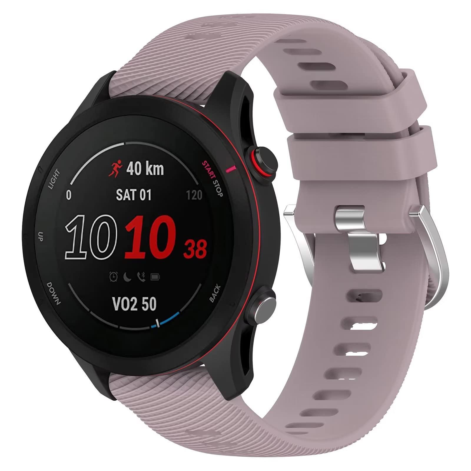 FTRONGRT Soft Silicone 18mm Watch Strap for Garmin Forerunner 255S Music, Replacement Wristband Bands Bracelet for Garmin Forerunner 255S Music.Roland Purple