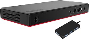 Lenovo ThinkCentre M90n-1 Nano Home and Business Desktop Black (Intel i5-8265U 4-Core, 8GB RAM, 512GB m.2 SATA SSD, Intel UHD 620, WiFi, Bluetooth, 1 Display Port (DP), Win 10 Pro) with USB Hub