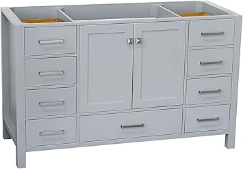 Ariel 54 Inch Grey Bathroom Vanity Base Cabinet With Single Sink Configuration 2 Soft Closing Doors And 9 Full Extension Dovetail Drawers Satin Nickel Hardware 54 X 21 5 X 33 5 Amazon Com