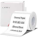 NIIMBOT Labels for B21/B3S Printer - Thermal Stickers 2'' x 2.76'' (50x70mm), Waterproof, Oil-Proof - 1 Roll of 110 White Labels