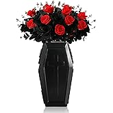 Coffin Vase for Flowers Gothic Home Decor Large Vase Makeup Brush Holder Planters for Indoor Plants Goth Room Decor Gothic Gifts (Black,Large)