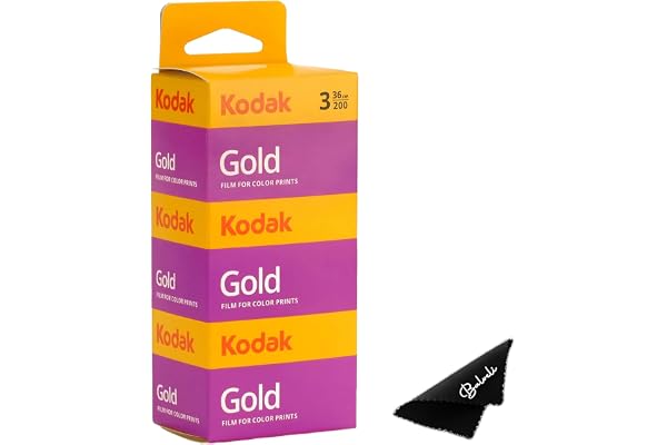 Kodak Gold 200 35mm Film Bundle, 3 Rolls, 36 Exposures Each, for 35mm Film Camera Includes Balveli Premium Microfiber Cloth - Kodak Gold 3 Pack