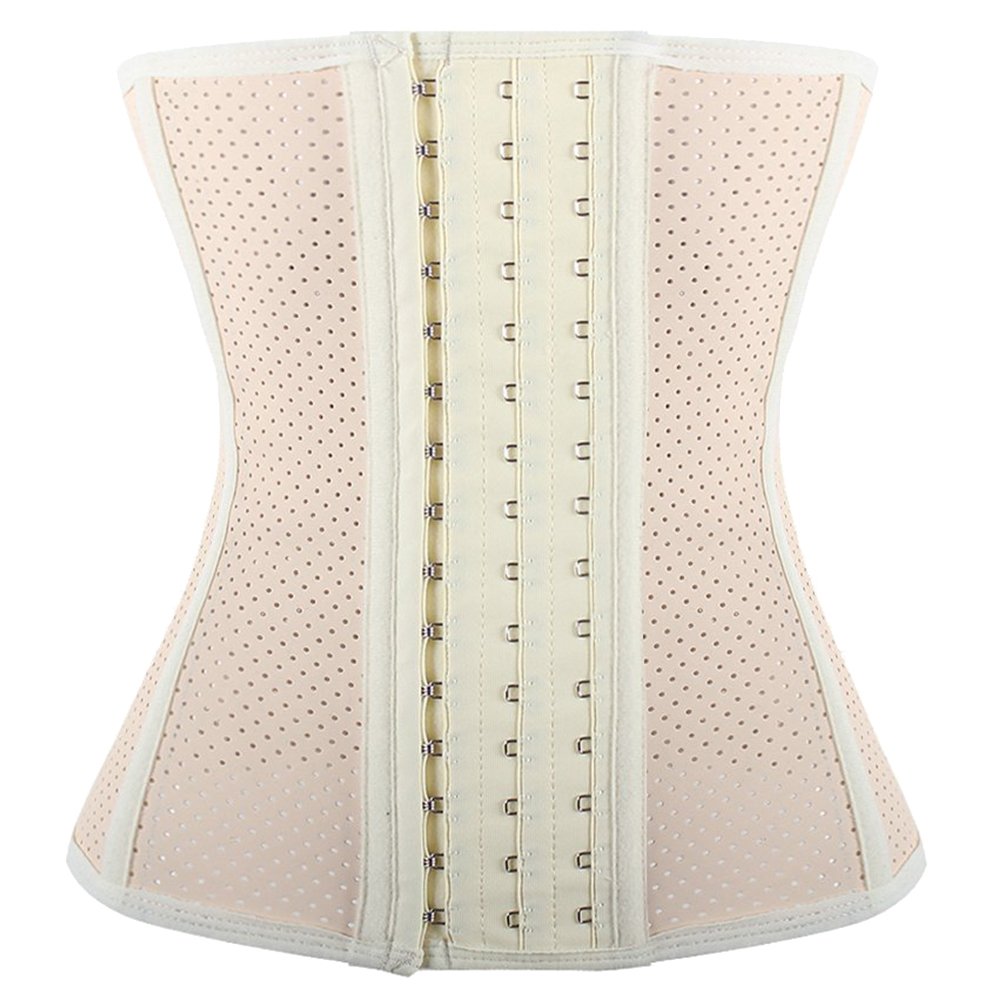 Slimming Corset Waist Trainer Steel Boned Long Torso for Women Weight Loss Beige