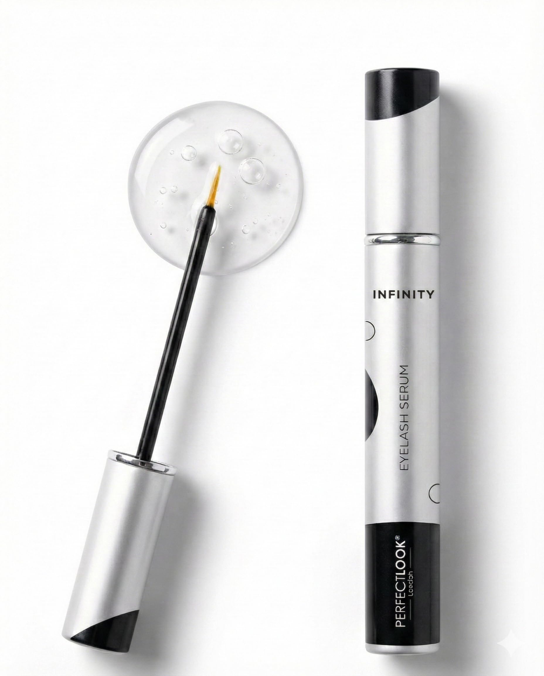 Perfect Look London Eyelash & Brow Serum – Lash Growth Booster with Tetrapeptide, Aloe Vera, Red Clover, Natural Thickening Formula for Longer, Fuller Lashes & Brows – 5ml