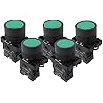 Nxtop Momentary On Off Reset Push Button Switch 1 NO N/O Green Mark Instant Button Switch, 600V, 10 Amps, ZB2-EA31, 5 x 22 mm 5PCS