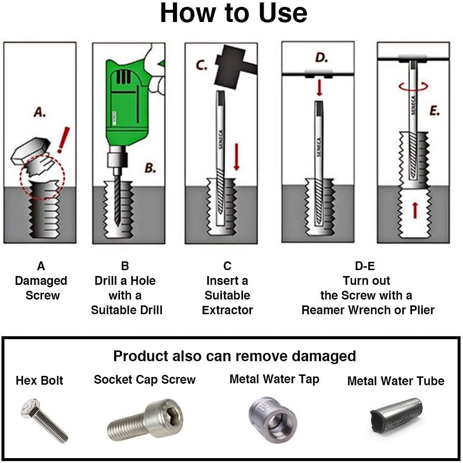 Tap Extractors 11 pieces Spiral Screw Extractor Set,Damaged Screw