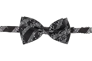 TEHAUX Men's Classic Self-Tie Bow Tie Music Note Pattern Black and White Piano Keys Formal Bowtie for Prom