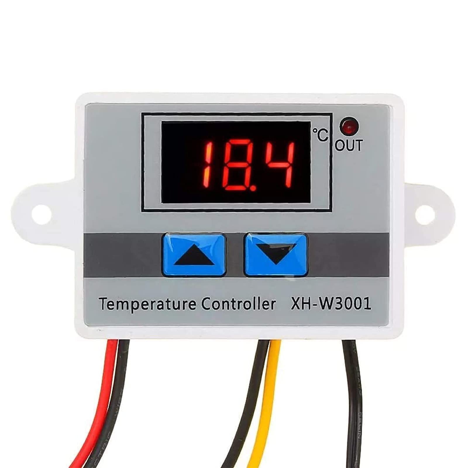 RUIZHI XH-W3001 Digital Temperature Controller, LED Display Thermostat Switch with Waterproof Probe Thermistor Sensors Heating Cooling Thermostat Module (24V/240W)