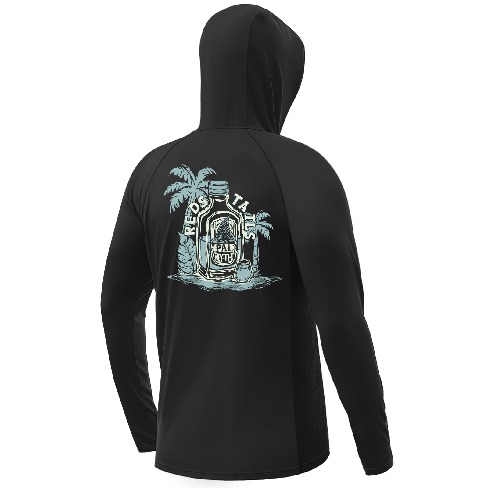 Photo 1 of Palmyth Fishing Hoodie for Men Long Sleeve Sun Protection UV UPF 50+ Shirts Black Redfish Tail L