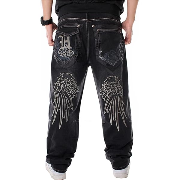Nanaco Man Loose Baggy Jeans Hiphop Skateboard Embroidery Denim