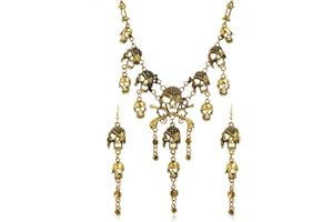 Pingyongchang Vntage Multilevel Pirate Skull Tassel Charm Necklace Collar and Fashion Jewelry Skull Bracelet Collar Collar Lady Horror Necklace for Women's