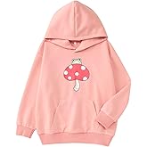 Ritatte Girls Cute Mushroom Frog Sweatshirt Kawaii Long Sleeve Hoodie Pullover Tops with Pocket Kids Aesthetic Clothes 7-13Y