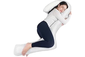 SAHEYER Body Pillow for Side Sleepers, 68 Inch Long Pillow Memory Foam Side Sleepr Pillow with Cover, 3-Shaped Full Body Pillow Support Pregnancy - for Back, HIPS, Legs, Belly for Adults (White)