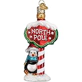 Old World Christmas North Pole Glass Blown Ornament for Christmas Tree, Handcrafted Holiday Decoration, Landmark Collection
