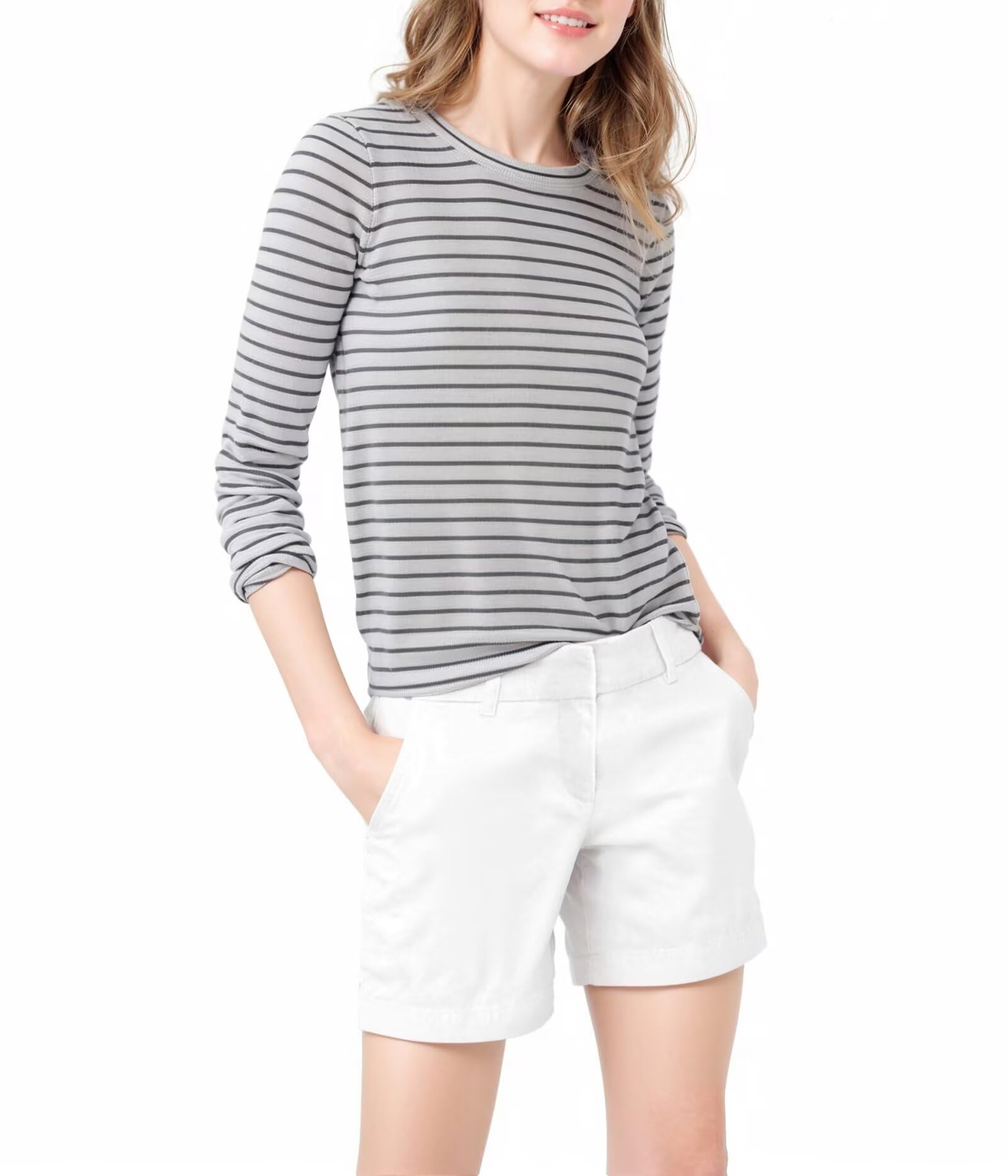 Photo 1 of & Company Womens Relaxed Comfy Breathable Stretch Walking Shorts with Pockets BW31201NW White 15