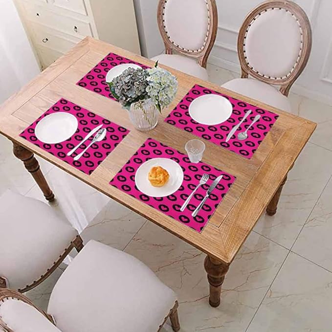 Placemats Washable Dining Table Place Mats, Hot Pink Cute Pink