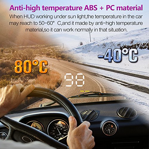Car HUD, Junda Head UP Display Digital Car Speedometer Overspeed Alarm Measure Driving Speeding Warning Projector For All Cars - Thumbnail 4