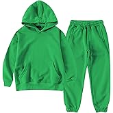 amropi Boy's Hooded Tracksuit Pullover Sweatshirt Jogging Pants Set 2 Pieces Sweatsuit for Age 3-12 Years